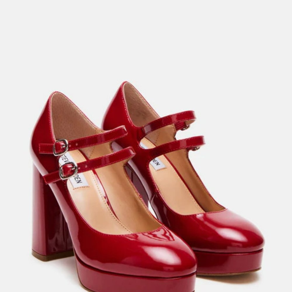 Red Patent Shiny Mary Jane Heels Steve Madden BRAND NEW